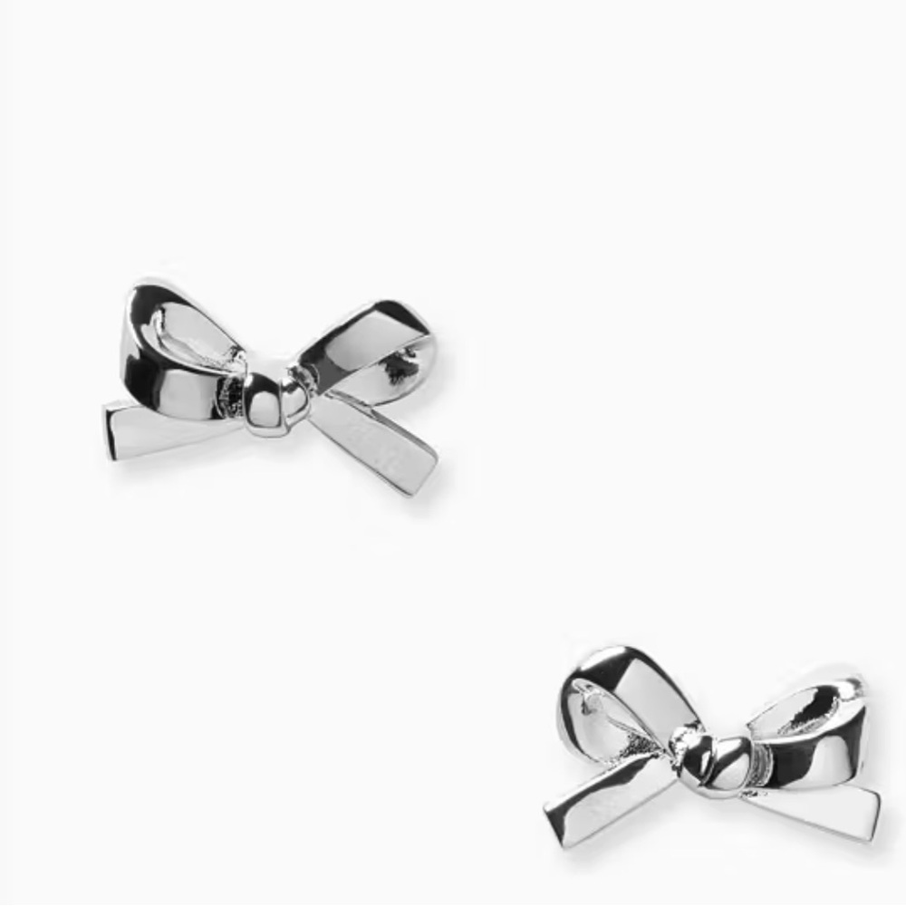 Kate Spade Shiny Silver Bow Earrings